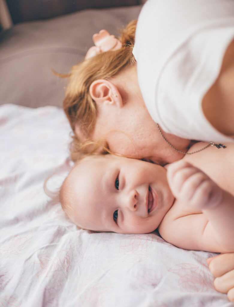 Parent and baby during massage class